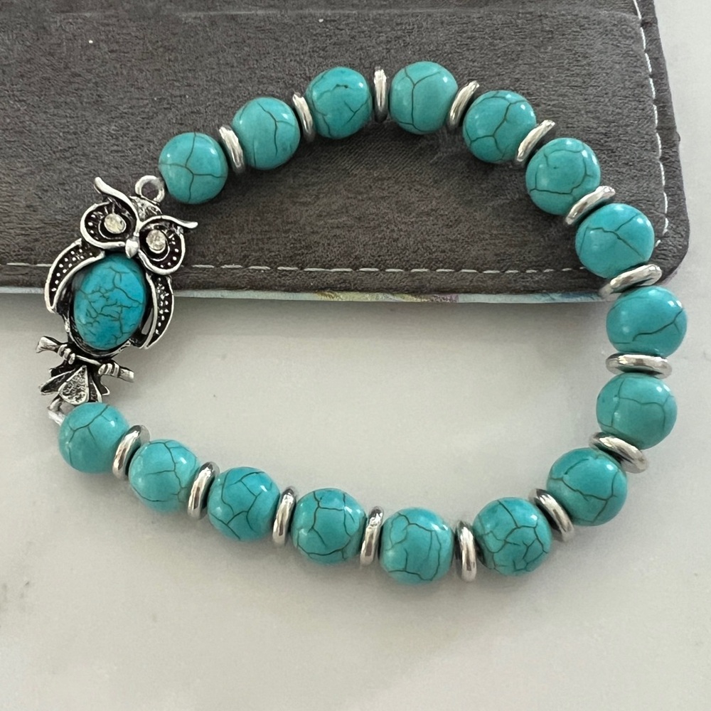 Turquoise Owl Charm Bracelet